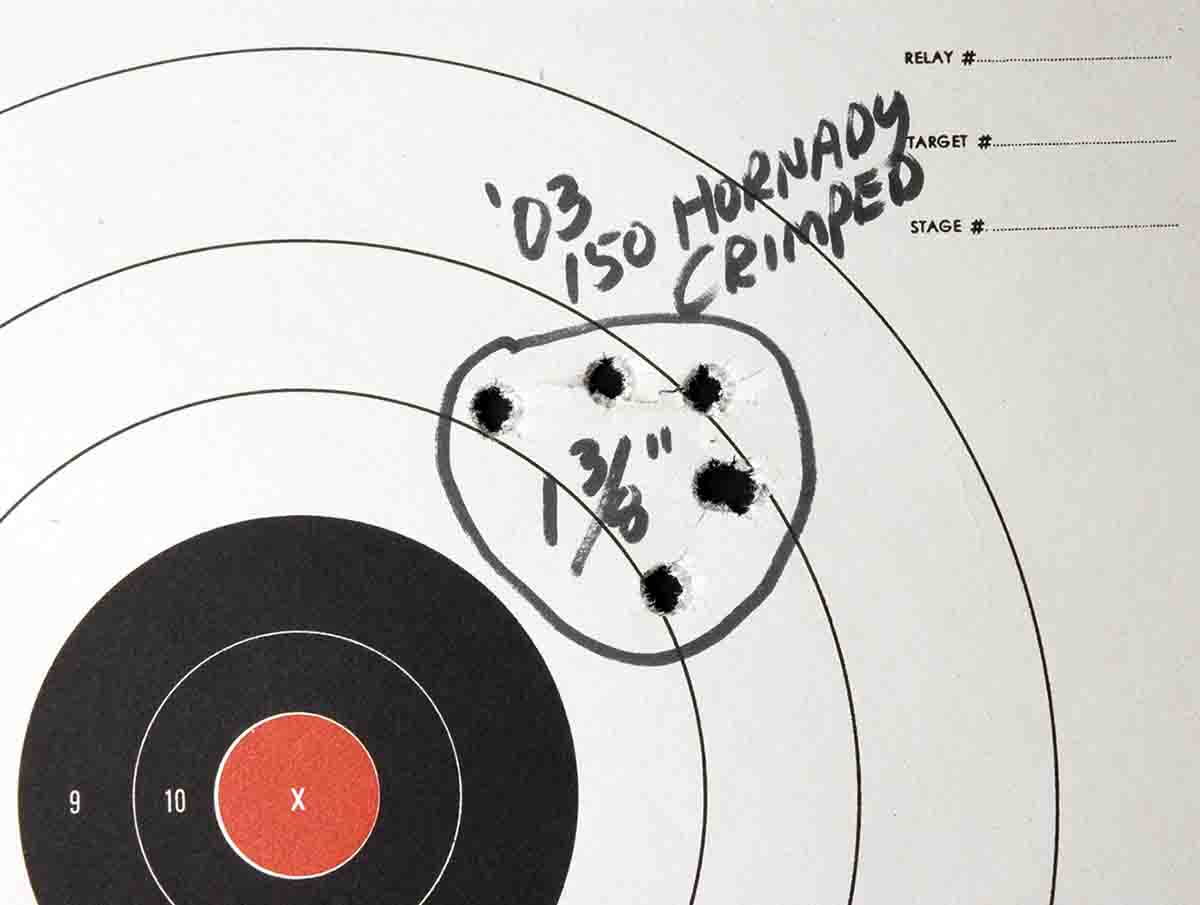 This group, fired by a vintage 1921 open-sighted M1903 Springfield, shows why it was considered the most accurate as-issued U.S. military rifle.